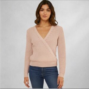 Abercrombie & Fitch Women’s L Pink Wrap Sweater Knit Long Sleeve Cotton Blend 20